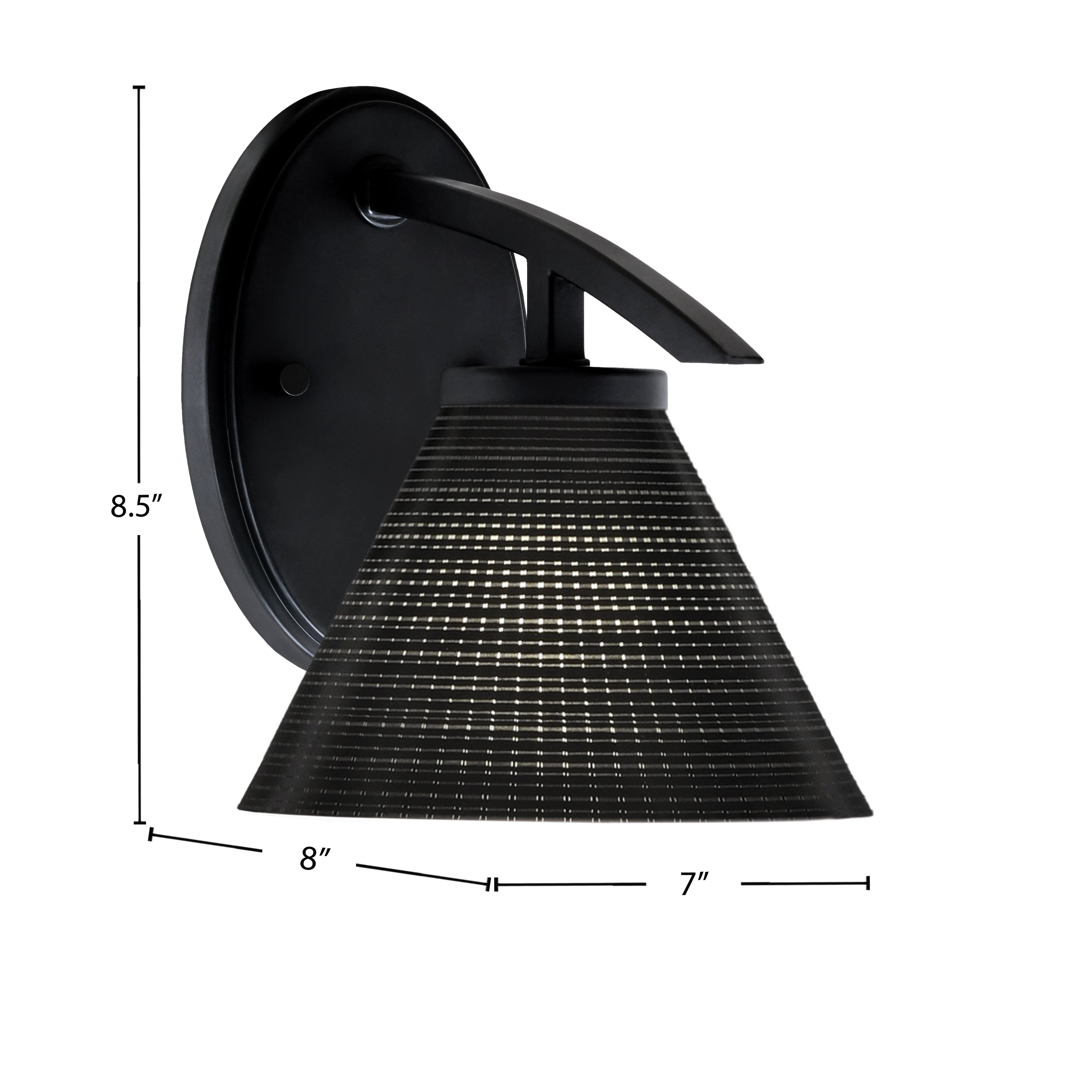 Kurve One Light Wall Sconce in Matte Black with 7" Black Matrix Shade