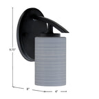 Kurve One Light Wall Sconce in Matte Black with 4" Gray Matrix Shade