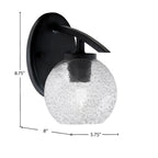 Kurve One Light Wall Sconce in Matte Black with 5.75" Smoke Bubble Shade