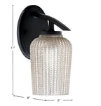 Kurve One Light Wall Sconce in Matte Black with 5" Silver Textured Shade