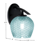 Kurve One Light Wall Sconce in Matte Black with 6" Turquoise Textured Shade