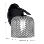 Kurve One Light Wall Sconce in Matte Black with 6" Smoke Textured Shade