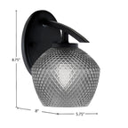 Kurve One Light Wall Sconce in Matte Black with 6" Smoke Textured Shade