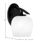 Kurve One Light Wall Sconce in Matte Black with 6" White Marble Shade