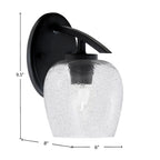 Kurve One Light Wall Sconce in Matte Black with 6" Smoke Bubble Shade