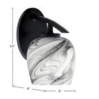 Kurve One Light Wall Sconce in Matte Black with 6" Onyx Swirl Shade