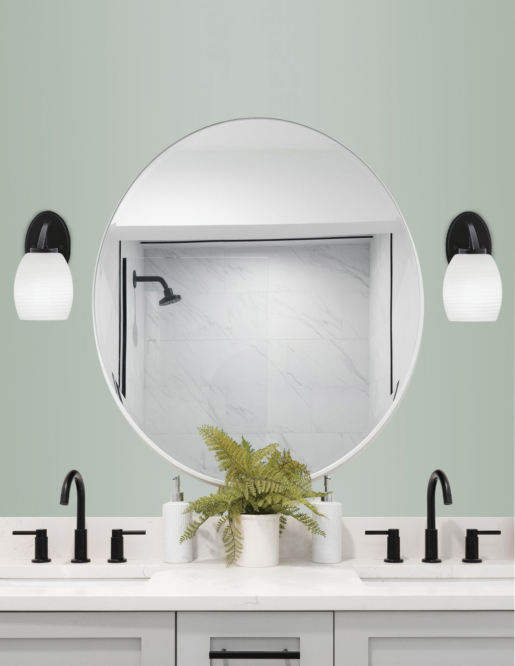 Kurve One Light Wall Sconce in Matte Black with 5" White Linen Shade
