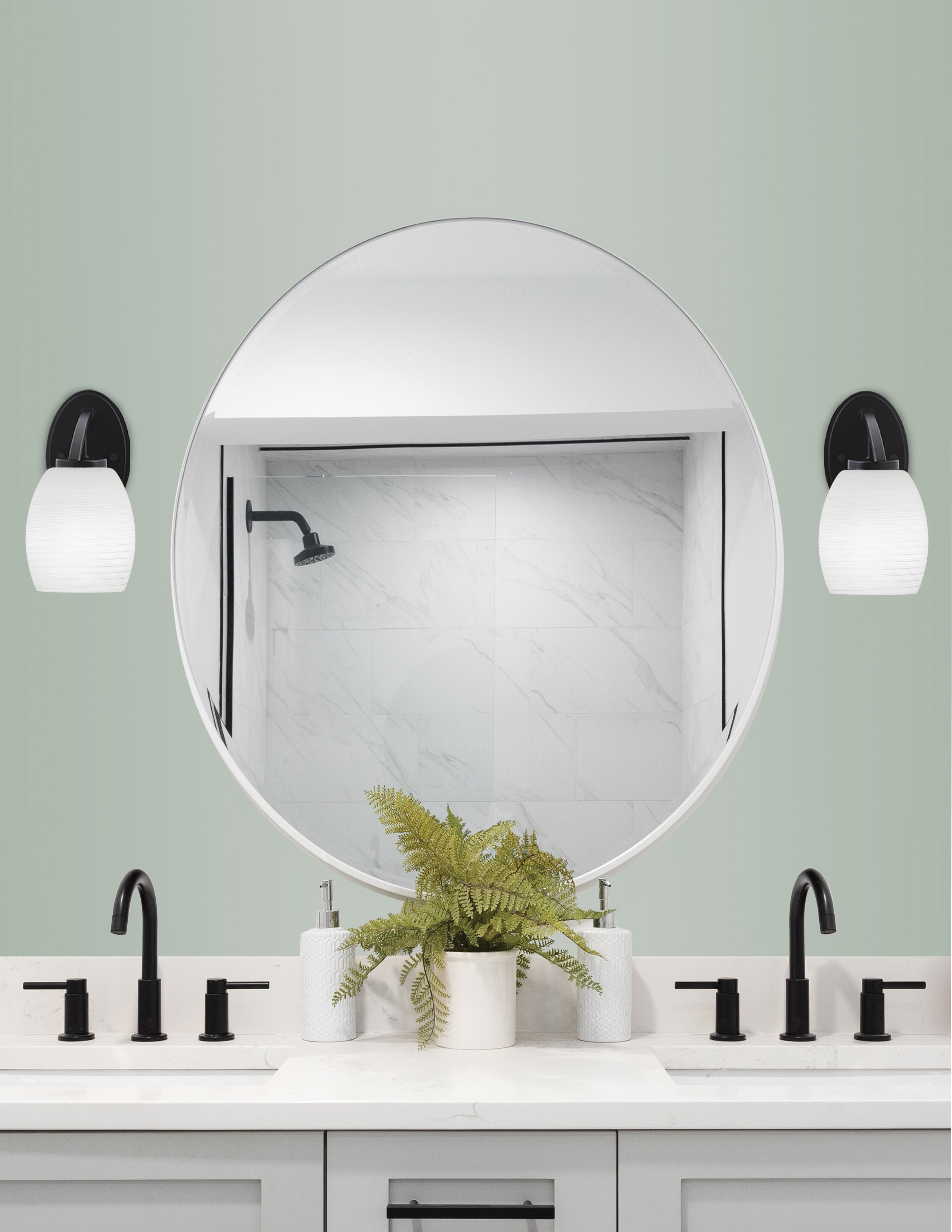 Kurve One Light Wall Sconce in Matte Black with 5" White Linen Shade