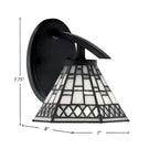Kurve One Light Wall Sconce in Matte Black with 7" Pewter Art Glass Shade