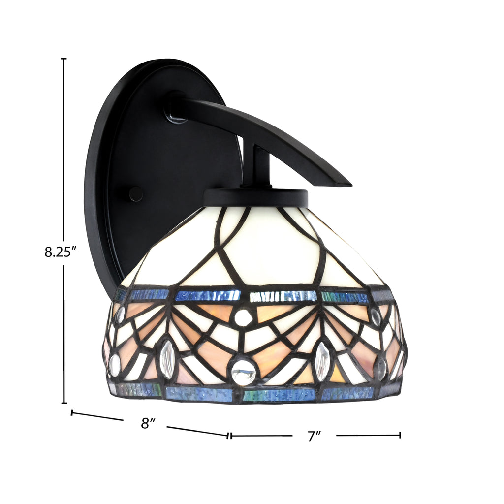 Kurve One Light Wall Sconce in Matte Black with 7" Royal Merlot Art Glass Shade