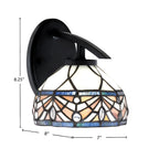 Kurve One Light Wall Sconce in Matte Black with 7" Royal Merlot Art Glass Shade