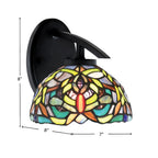 Kurve One Light Wall Sconce in Matte Black with 7" Kaleidoscope Art Glass Shade