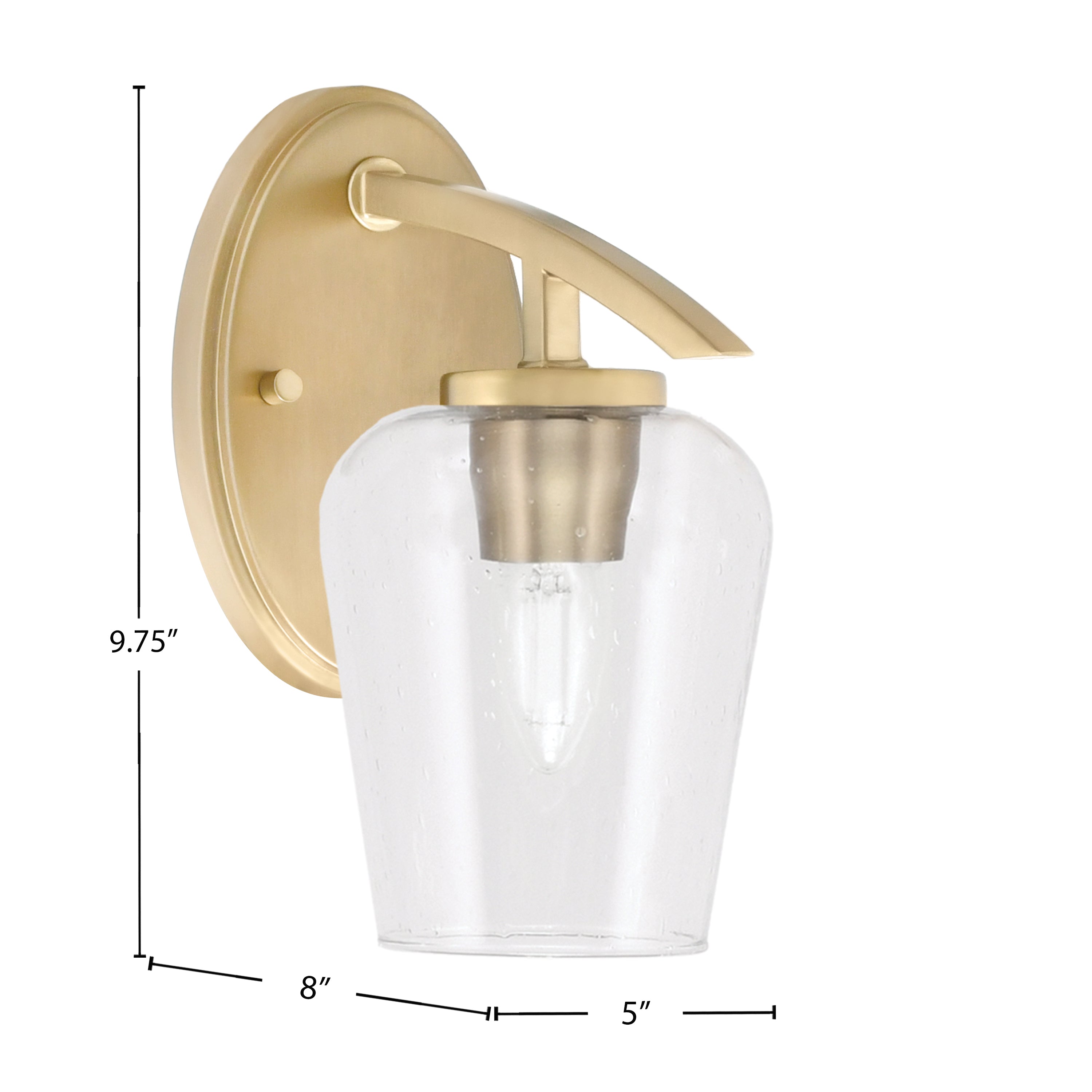 Kurve One Light Wall Sconce in New Age Brass with Clear Bubble Shade