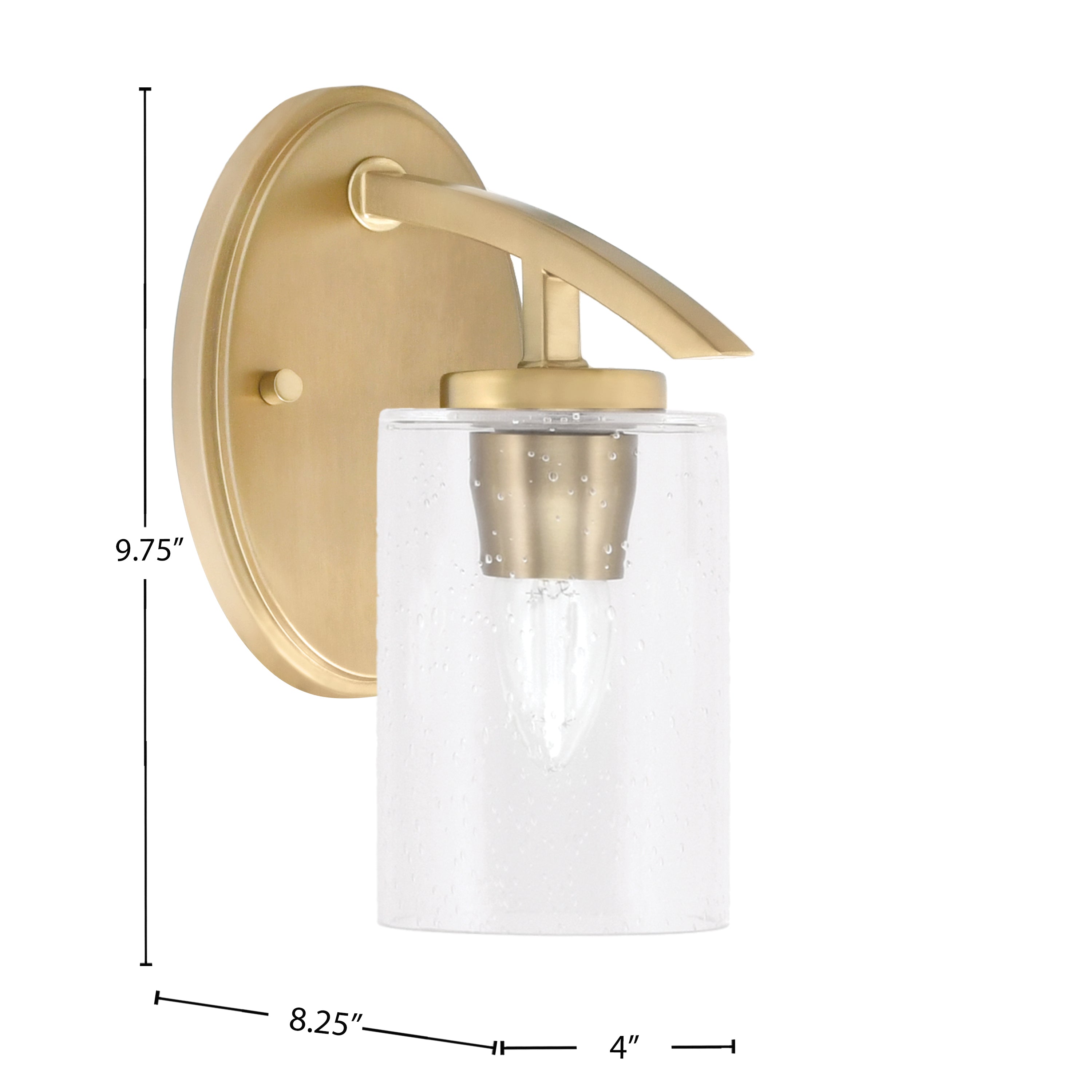 Kurve One Light Wall Sconce in New Age Brass with Clear Bubble Glass Shade