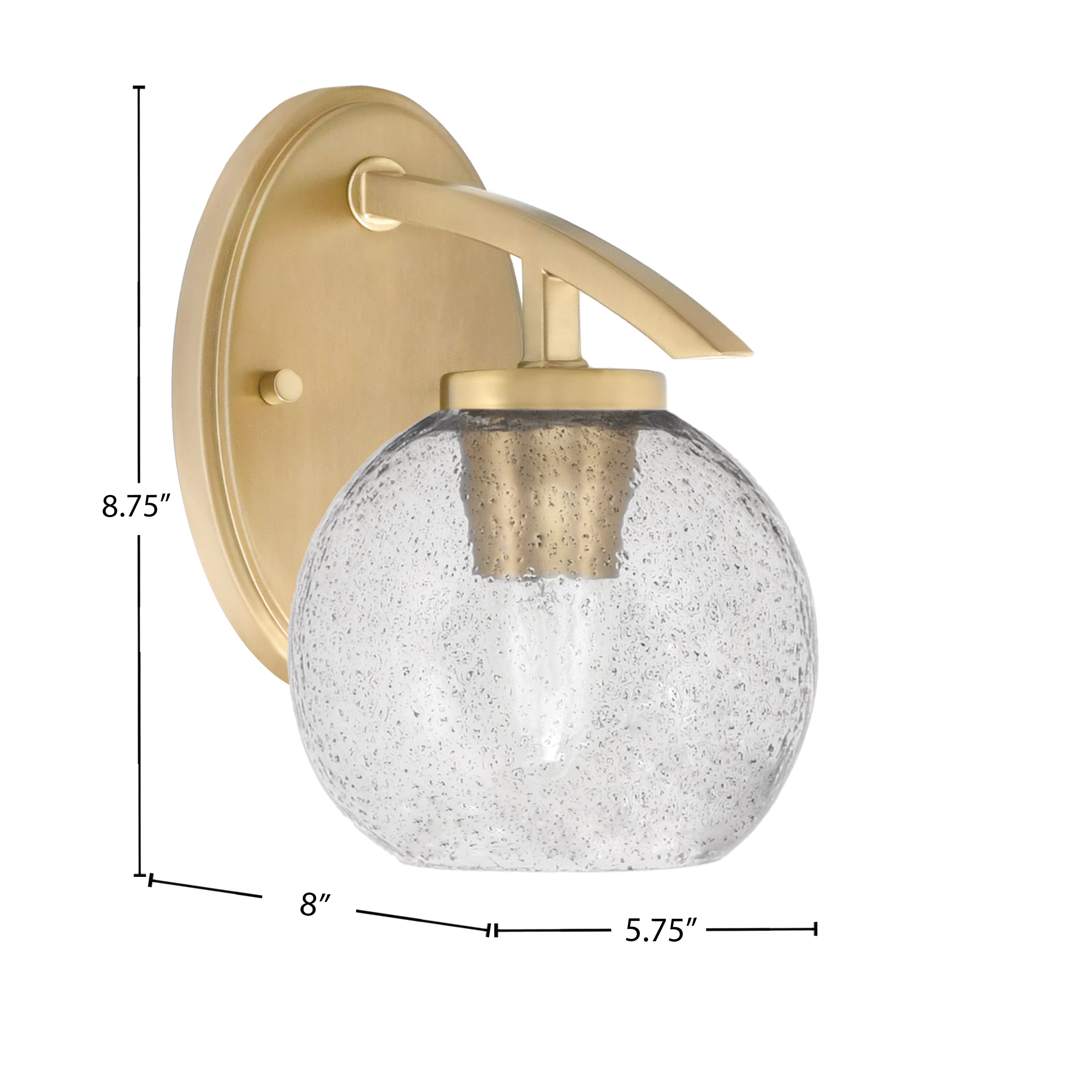 Kurve One Light Wall Sconce in New Age Brass with Smoke Bubble Shade