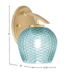 Kurve One Light Wall Sconce in New Age Brass with Turquoise Textured Glass Shade