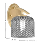 Kurve One Light Wall Sconce in New Age Brass with Smoke Textured Glass Shade