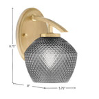 Kurve One Light Wall Sconce in New Age Brass with Smoke Textured Glass Shade