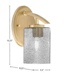 Kurve One Light Wall Sconce in New Age Brass with Smoke Bubble Glass Shade