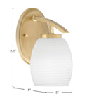 Kurve One Light Wall Sconce in New Age Brass with White Linen Glass Shade