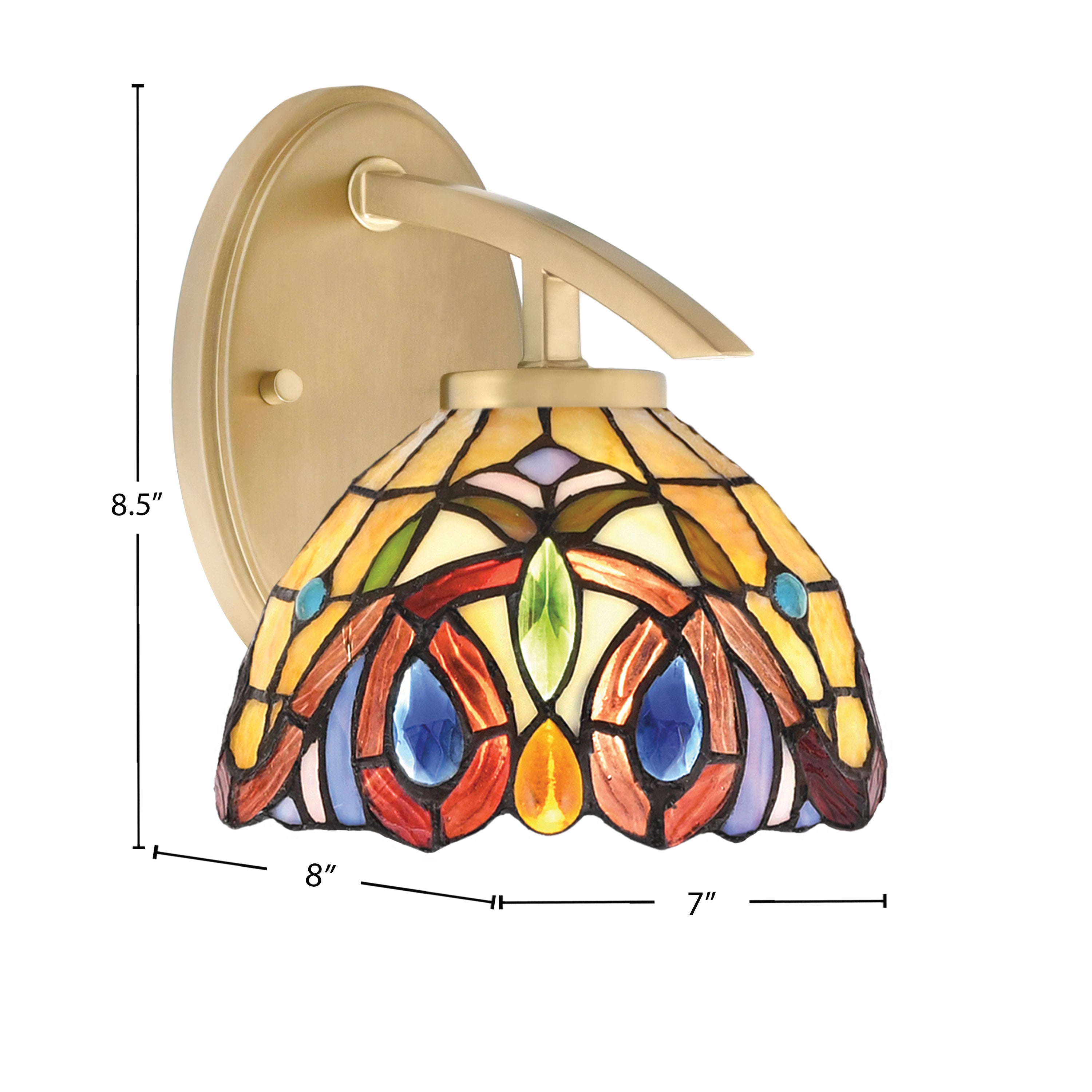 Kurve One Light Wall Sconce in New Age Brass with Lynx Art Glass Shade