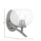 Kurve One Light Wall Sconce in Graphite with Clear Bubble Shade