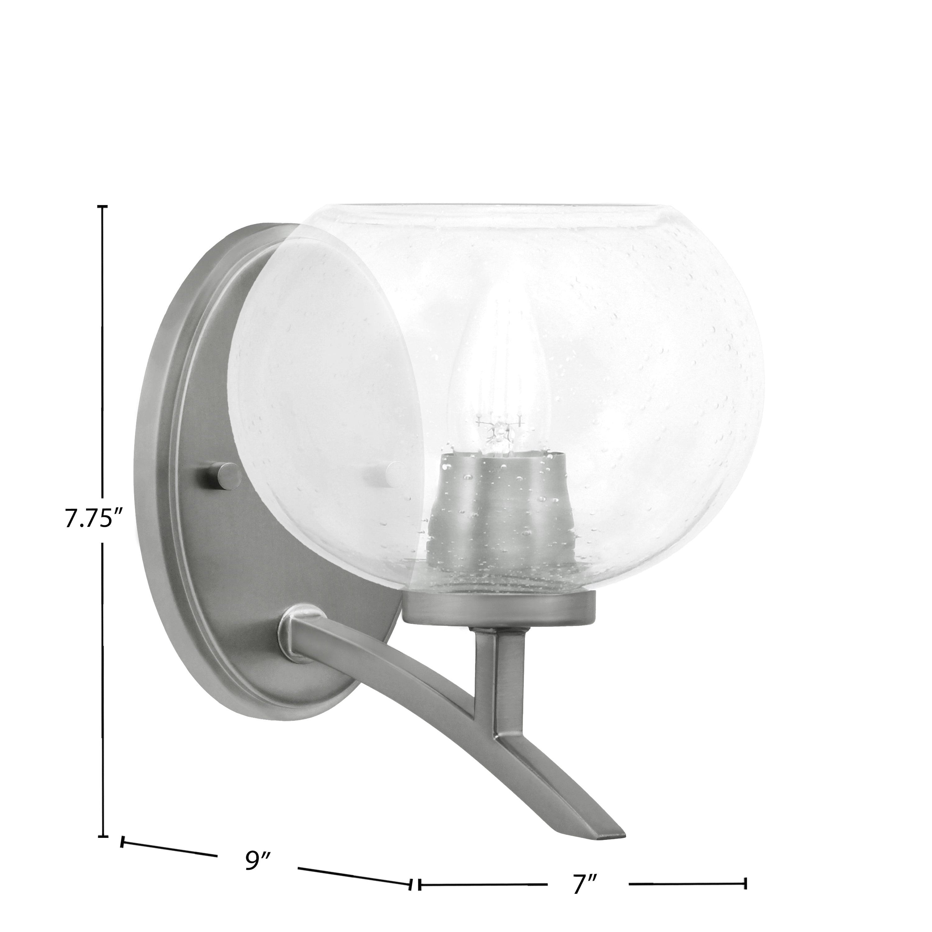 Kurve One Light Wall Sconce in Graphite with Clear Bubble Shade
