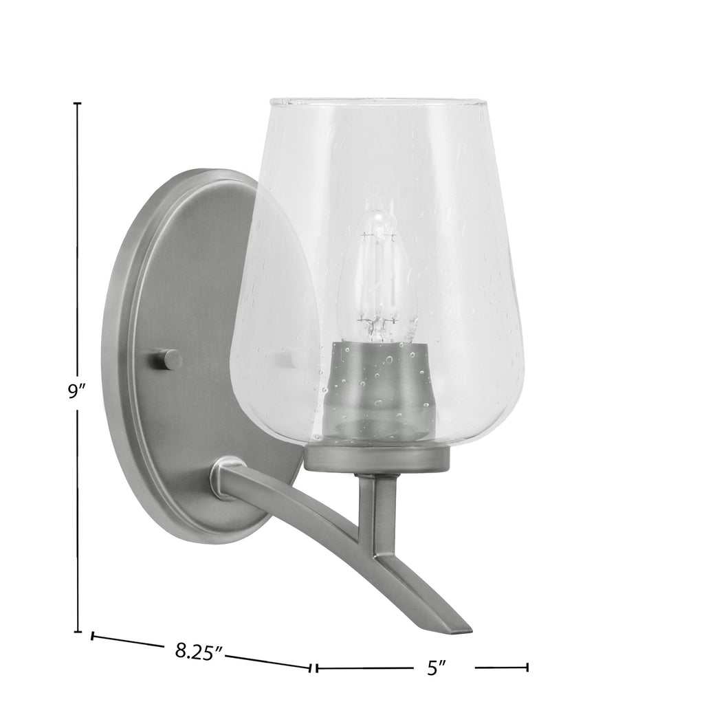 Kurve One Light Wall Sconce in Graphite with Clear Bubble Shade
