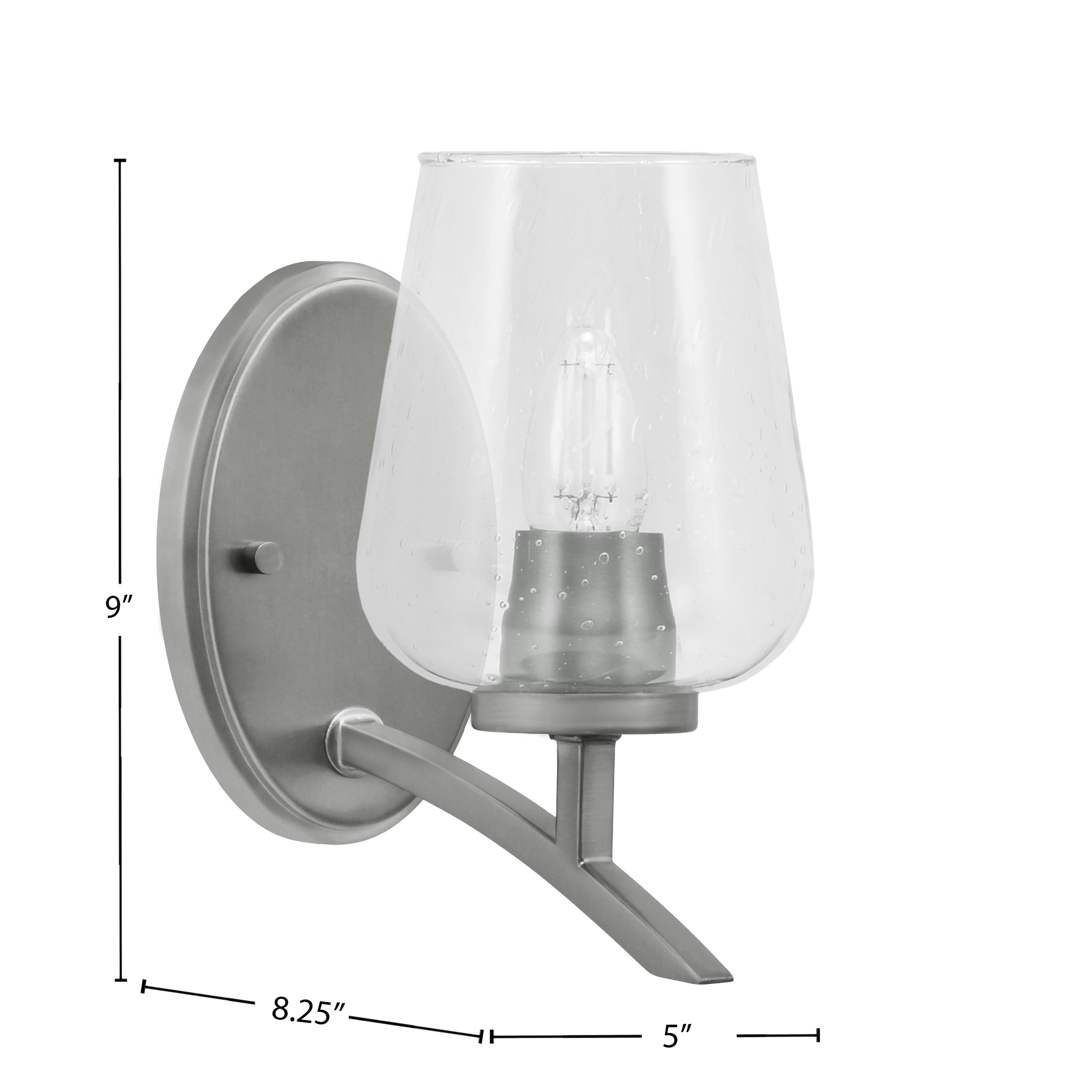 Kurve One Light Wall Sconce in Graphite with Clear Bubble Shade