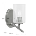 Kurve One Light Wall Sconce in Graphite with Clear Bubble Shade