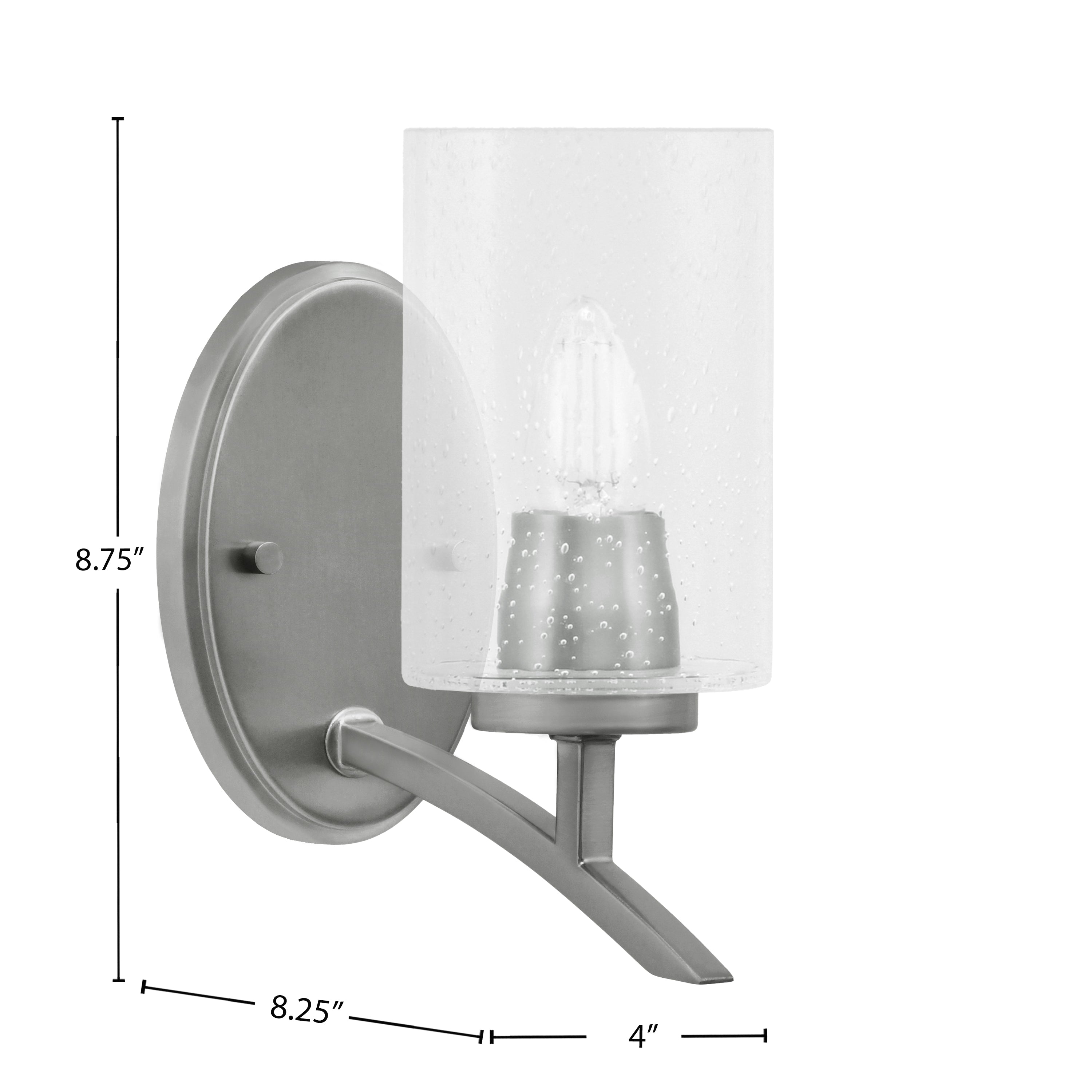 Kurve One Light Wall Sconce in Graphite with Clear Bubble Shade