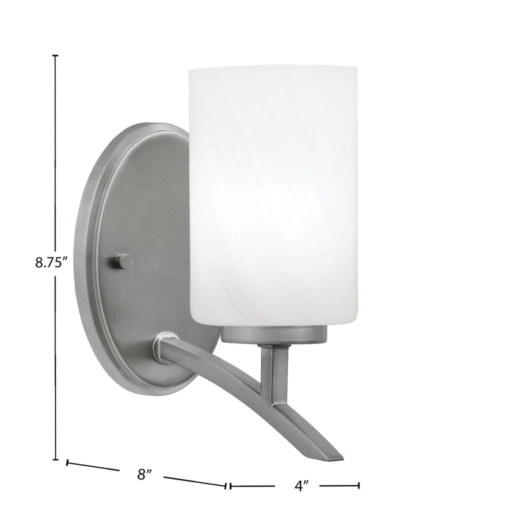 Kurve One Light Wall Sconce in Graphite with White Marble Shade