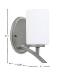 Kurve One Light Wall Sconce in Graphite with White Muslin Shade