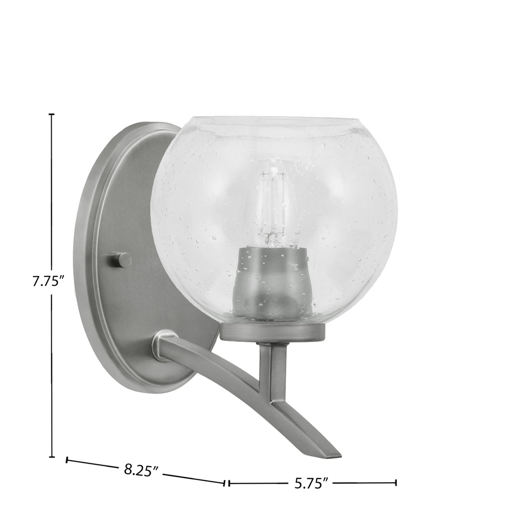 Kurve One Light Wall Sconce in Graphite with Clear Bubble Shade