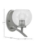 Kurve One Light Wall Sconce in Graphite with Clear Bubble Shade