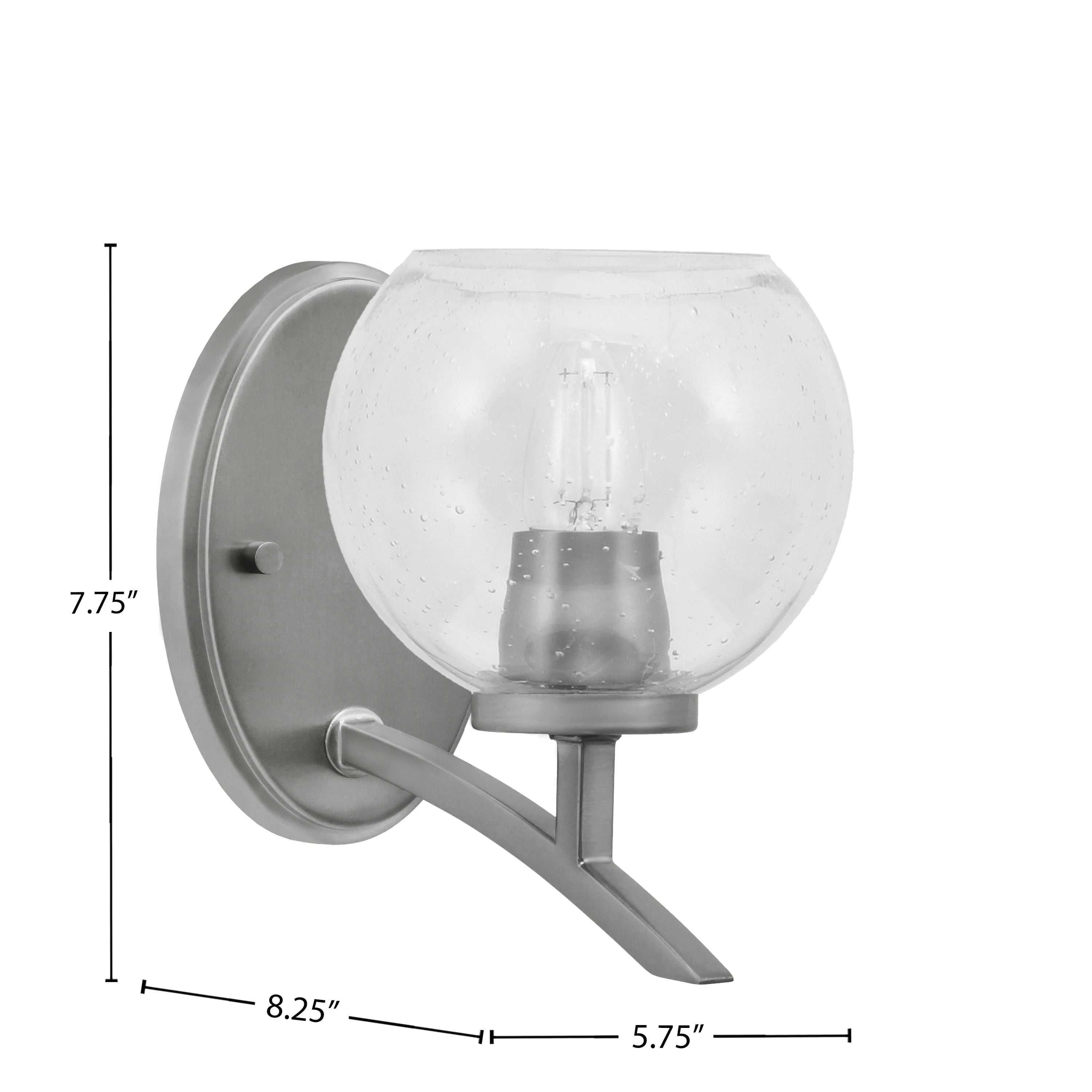 Kurve One Light Wall Sconce in Graphite with Clear Bubble Shade