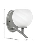 Kurve One Light Wall Sconce in Graphite with White Marble Shade