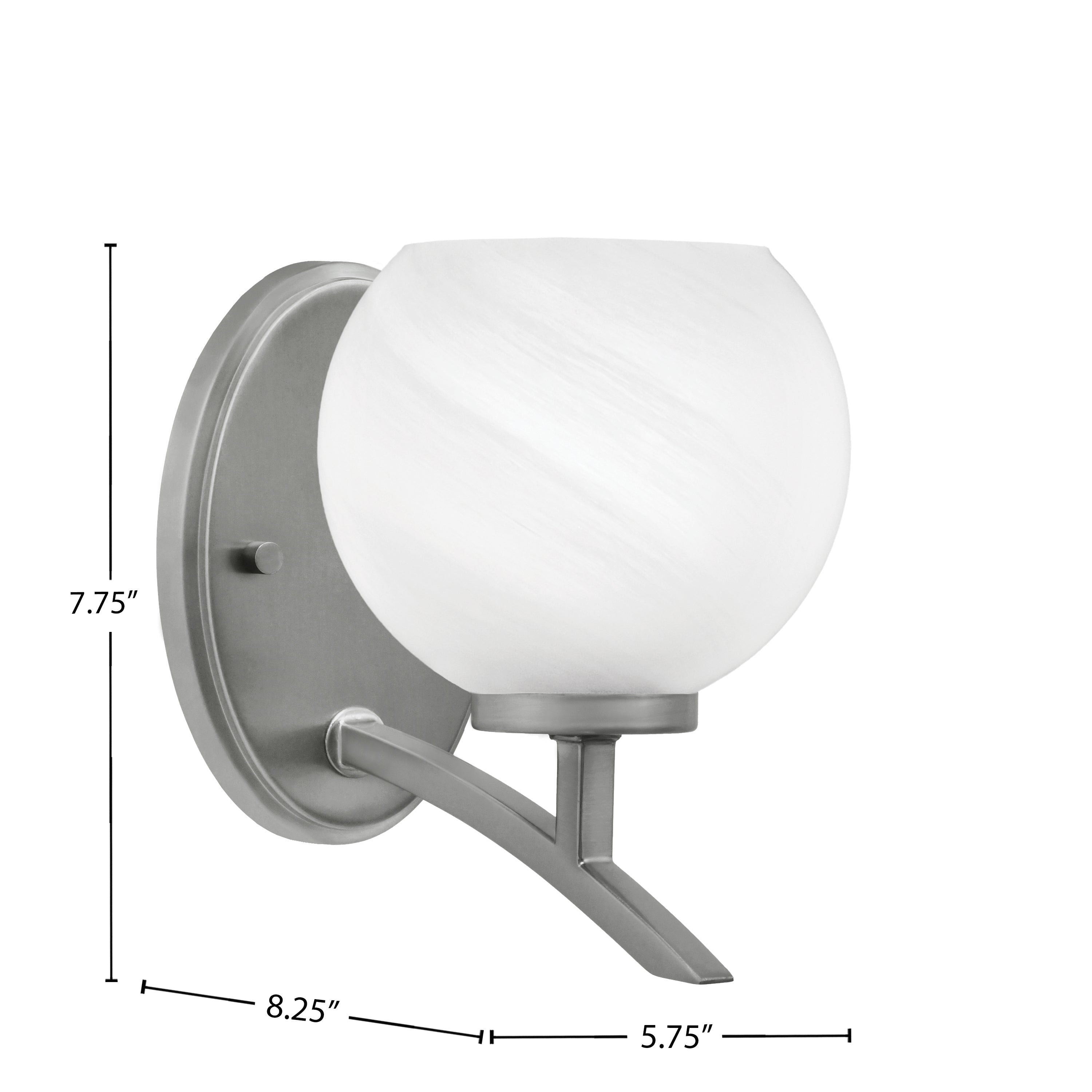 Kurve One Light Wall Sconce in Graphite with White Marble Shade