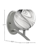 Kurve One Light Wall Sconce in Graphite with Onyx Swirl Shade