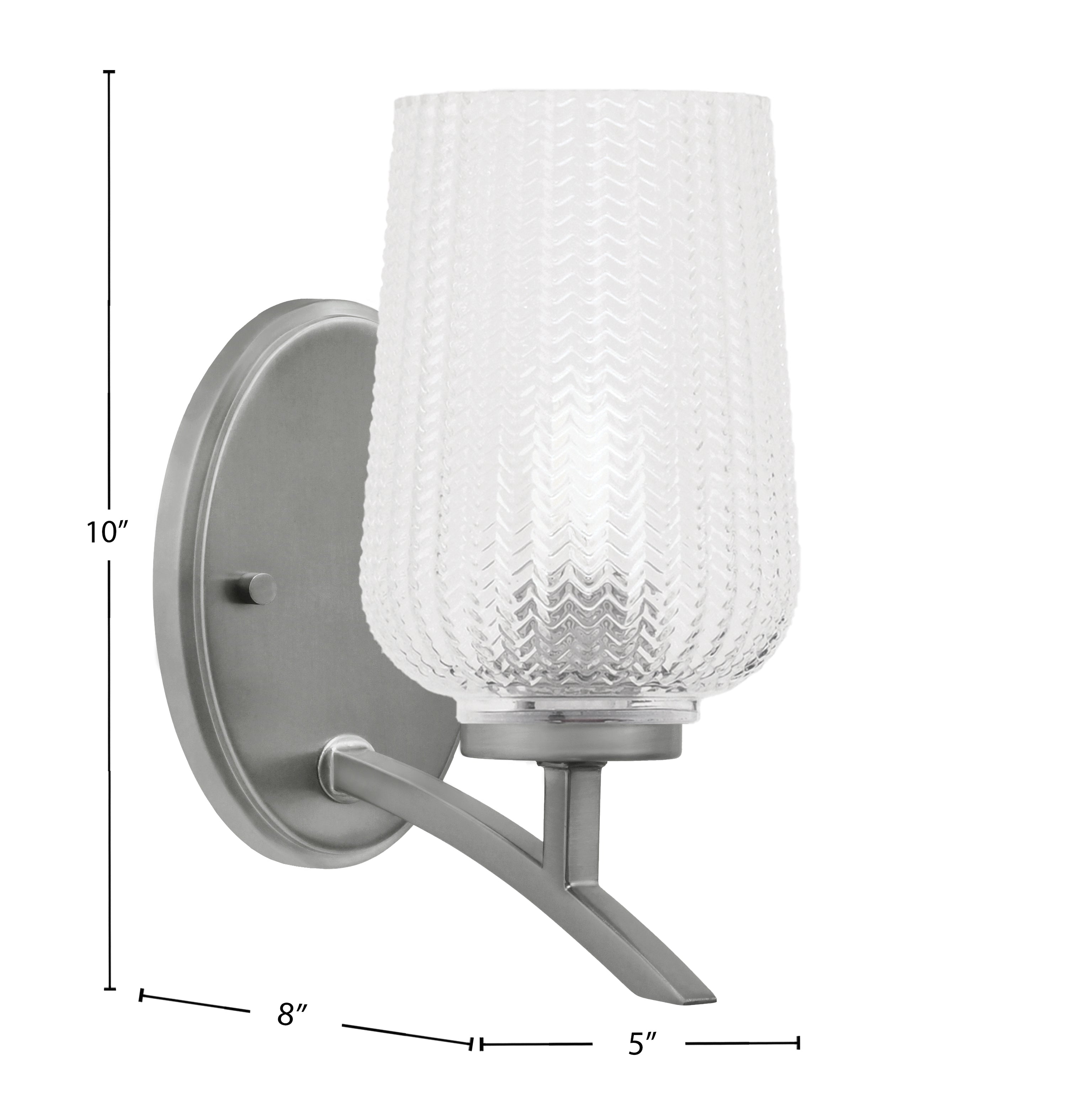 Kurve One Light Wall Sconce in Graphite with Clear Textured Shade