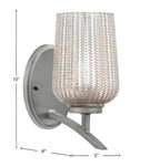 Kurve One Light Wall Sconce in Graphite with Silver Textured Shade