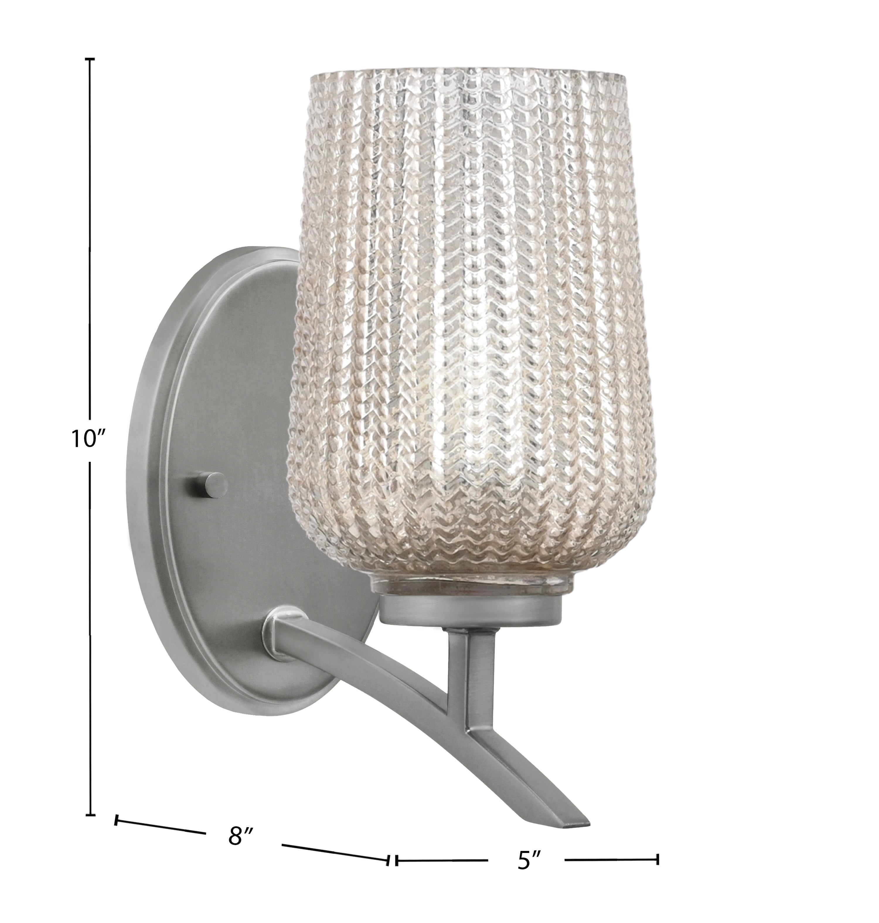 Kurve One Light Wall Sconce in Graphite with Silver Textured Shade