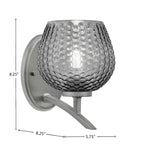 Kurve One Light Wall Sconce in Graphite with Smoke Textured Shade