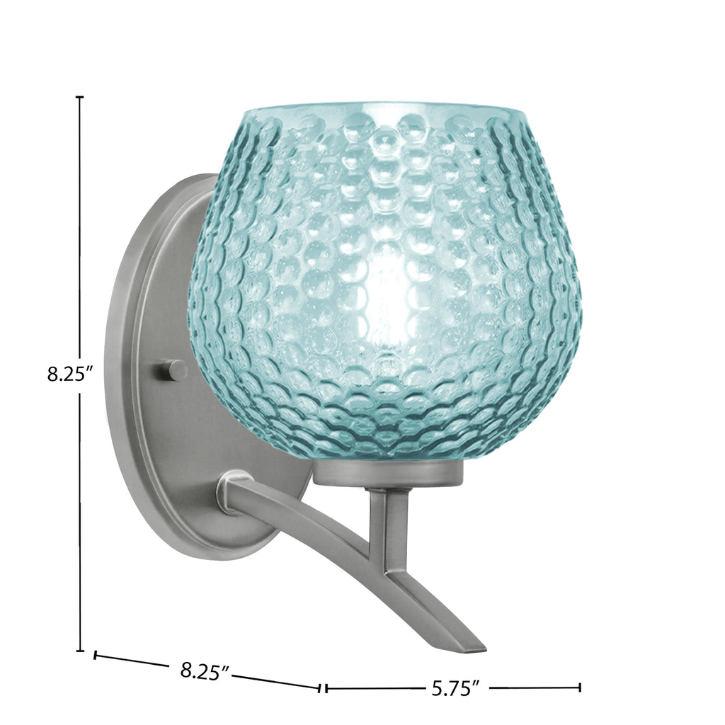 Kurve One Light Wall Sconce in Graphite with Turquoise Textured Shade
