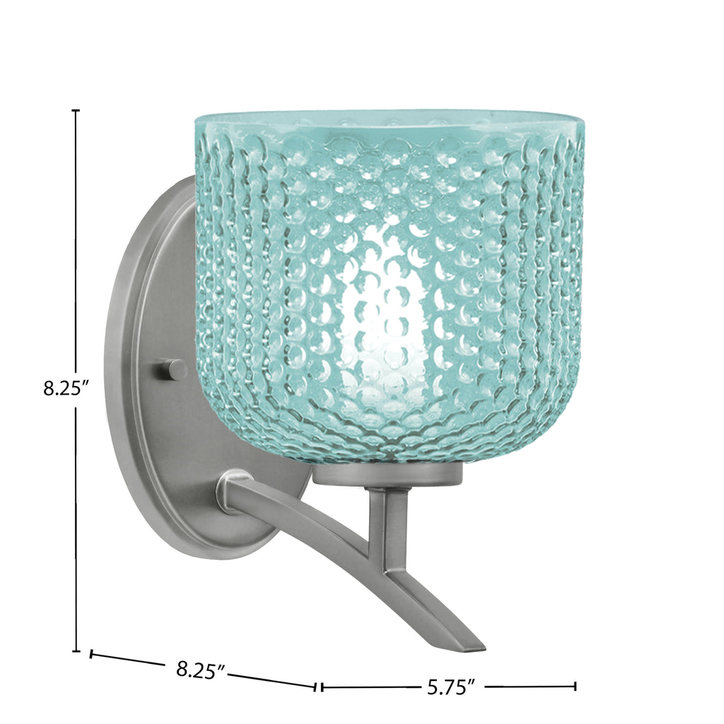 Kurve One Light Wall Sconce in Graphite with Turquoise Textured Shade