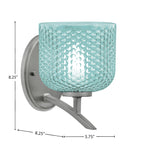 Kurve One Light Wall Sconce in Graphite with Turquoise Textured Shade