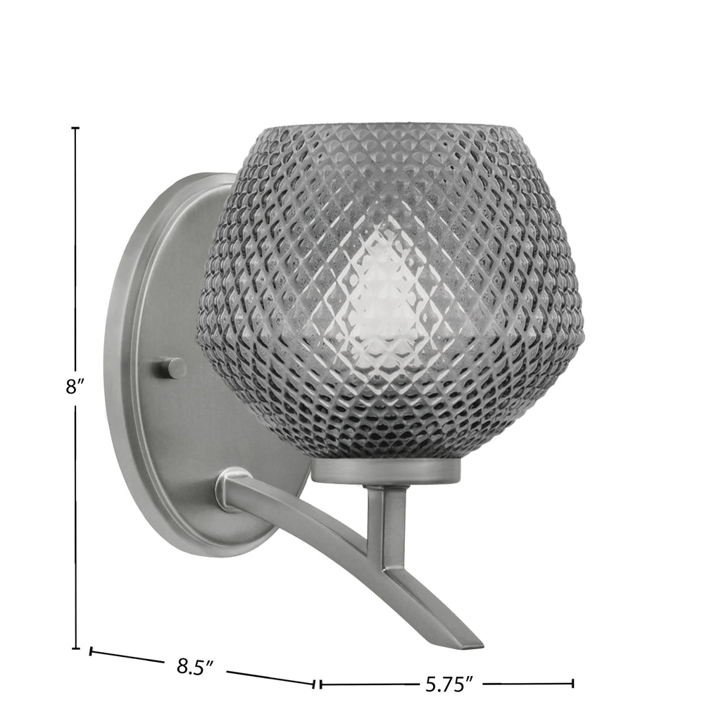 Kurve One Light Wall Sconce in Graphite with Smoke Textured Shade