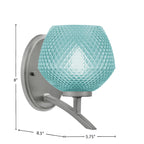 Kurve One Light Wall Sconce in Graphite with Turquoise Textured Shade