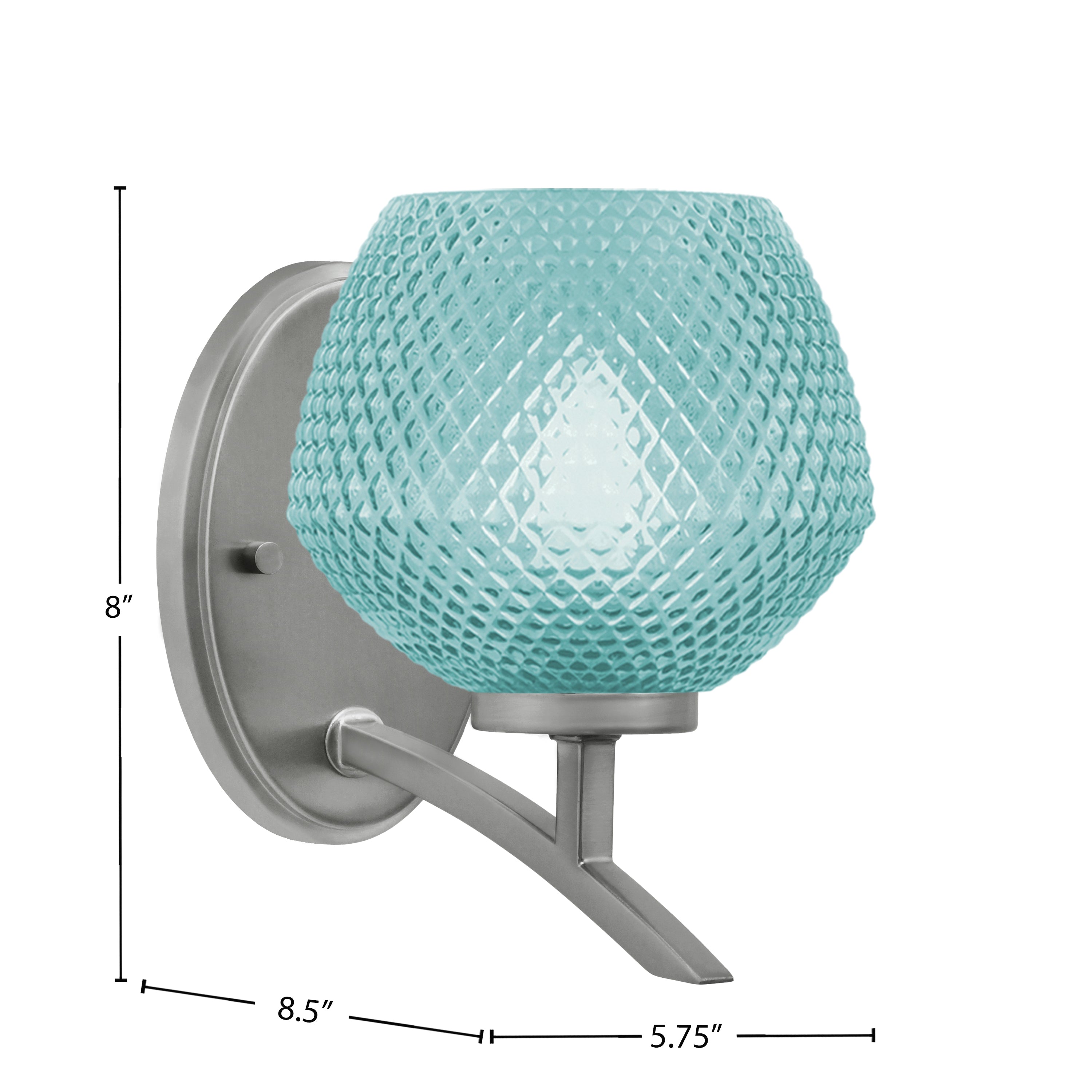 Kurve One Light Wall Sconce in Graphite with Turquoise Textured Shade
