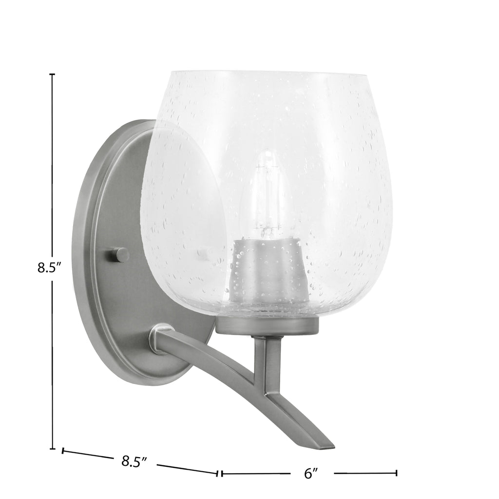 Kurve One Light Wall Sconce in Graphite with Clear Bubble Shade